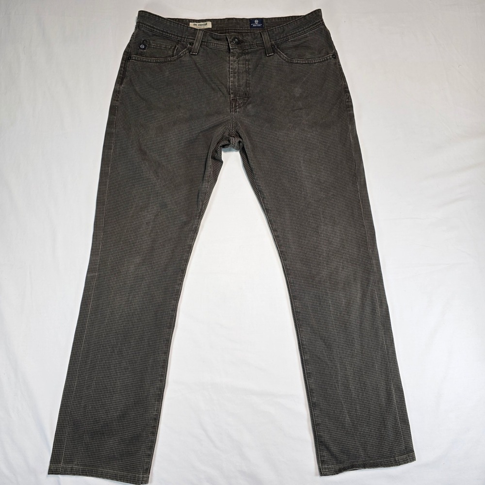 AG Adriano Goldschmied‎ Protege Straight Leg Houndstooth Pants Mens 32x34 Brown
